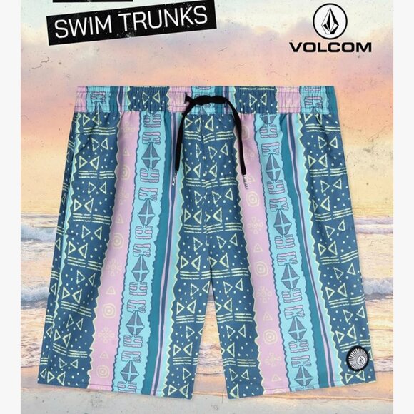 Like New Volcom Boys Board Shorts Size Large 14  Boys Swim Trunks - Picture 1 of 10